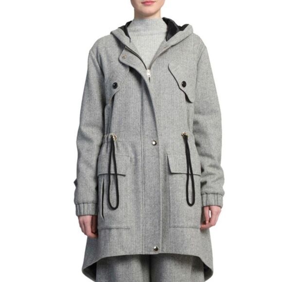 Badgley Mischka Grey Utilitarian Coat - Picture 1 of 8